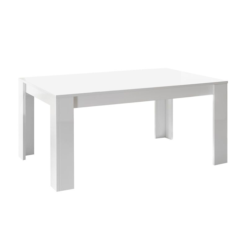 WEISS - Table Repas 180cm Blanc Laqué Brillant