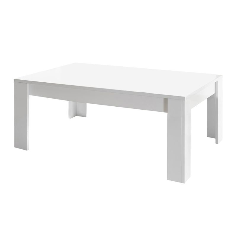 WEISS - Table Basse Rectangulaire Blanc Laqué Brillant