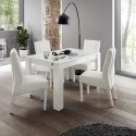 WEISS - Table Repas Extensible Blanc Laqué Brillant