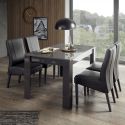 CARBONE - Table Repas Extensible Finition Gris Carbone Laqué