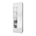 REBECCA - Vitrine 1 Porte Finition Blanc Laqué Relief Weiss Damiers et Leds