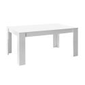 ARTURO - Séjour Complet Table + Buffet 4P Blanc Laqué Niches Aspect Oxyde