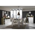 ARTURO - Séjour Complet Table + Buffet 4P Blanc Laqué Niches Aspect Bois Cadiz