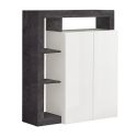 ARTURO - Ensemble Buffet 4P + Meubles TV et Bar Blanc Laqué Niches Aspect Oxyde