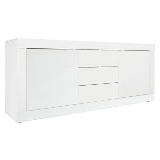 OTELLO - Buffet 2 Portes 3 Tiroirs Finition Blanc Laqué Weiss