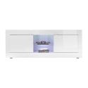 OTELLO - Meuble TV 2 Portes 2 Niches Finition Blanc Laqué Weiss avec Leds