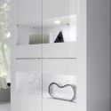 OTELLO - Vitrine 4 Portes Finition Blanc Laqué Weiss avec Leds