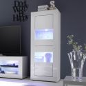 OTELLO - Vitrine 2 Portes Finition Blanc Laqué Weiss avec Leds