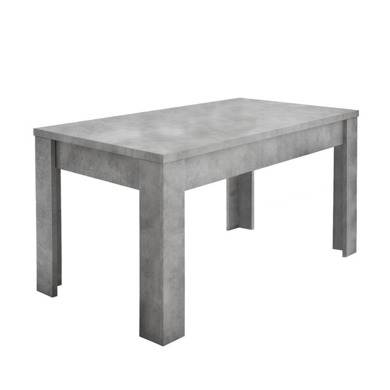 CIMENTO - Table Repas Extensible Plateau et Pieds Aspect Cimento