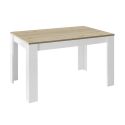 CADIZ - Table Repas Extensible Blanc Laqué Brillant Plateau Aspect Bois Cadiz