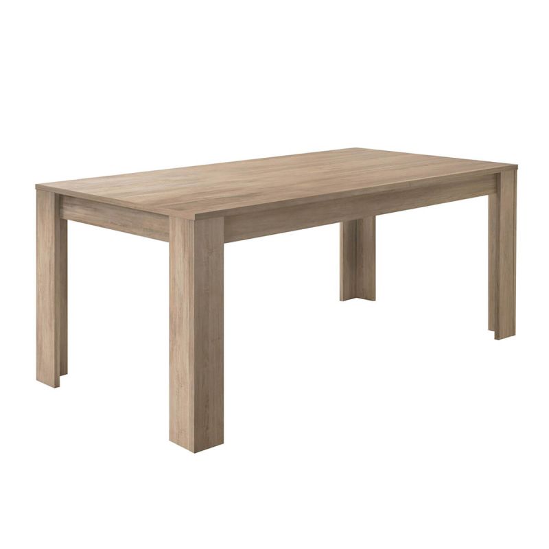 CADIZ - Table Repas 180cm Plateau et Pieds Aspect Bois Cadiz