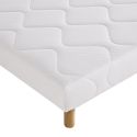 PRESTON - Sommier Tapissier 90x190 Blanc Pieds Bois massif