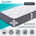 ZENITH - Matelas 90x190 cm Mousse haute densité Soutien ferme Ep.20cm