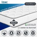 IZAC - Matelas 140x190 cm Mousse haute densité Soutien ferme Ep.20cm