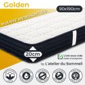 GOLDEN - Matelas 90x190 cm Mousse haute densité Haute adaptabilité Ep.20cm