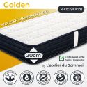 GOLDEN - Matelas 140x190 cm Mousse haute densité Haute adaptabilité Ep.20cm