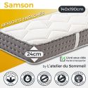 SAMSON - Matelas 140x190 cm Ressorts ensachés Soutien ferme Ep.24cm