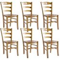 NAPLES - Lot de 6 Chaises Teinté Chêne et Assises en Bois