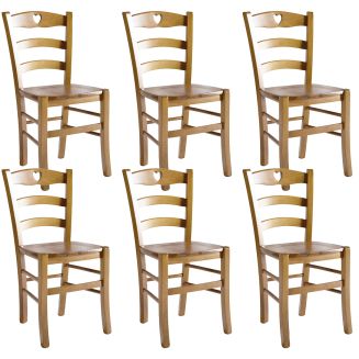 NAPLES - Lot de 6 Chaises Teinté Chêne et Assises en Bois