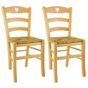 NAPLES - Lot de 2 Chaises Naturelles et Assises en Paille