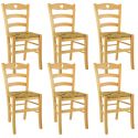 NAPLES - Lot de 6 Chaises Naturelles et Assises en Paille