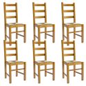 ORTA - Lot de 6 Chaises Teinté Chêne et Assises en Paille