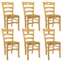 SUZY - Lot de 6 Chaises Naturelles et Assises en Paille