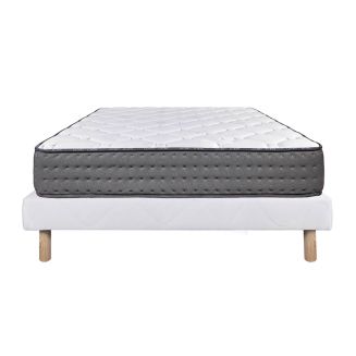 ZENITH - Ensemble Matelas Mousse Ep.20cm + Sommier Tapissier Blanc 140x190 cm