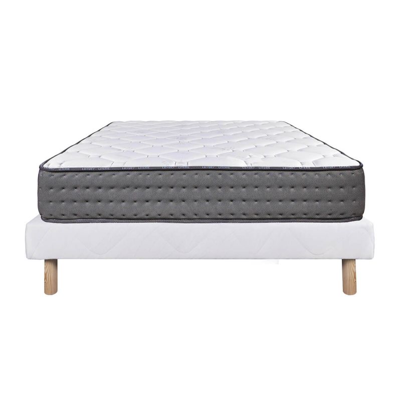 ZENITH - Ensemble Matelas Mousse Ep.20cm + Sommier Tapissier Blanc 140x190 cm