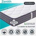 ZENITH - Ensemble Matelas Mousse Ep.20cm + Sommier Tapissier Blanc 140x190 cm