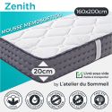 ZENITH - Ensemble Matelas Mousse Ep.20cm + Sommier Tapissier Blanc 160x200 cm