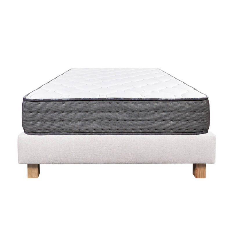 ZENITH - Ensemble Matelas Mousse Ep.20cm + Sommier Tapissier Beige 90x190 cm