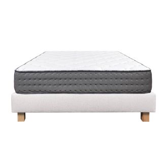 ZENITH - Ensemble Matelas Mousse Ep.20cm + Sommier Tapissier Beige 140x190 cm