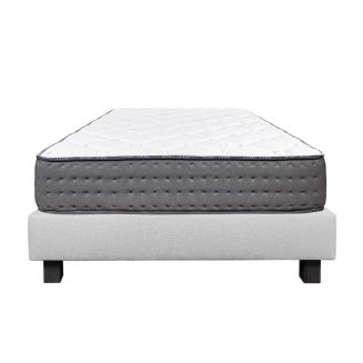 ZENITH - Ensemble Matelas Mousse Ep.20cm + Sommier Tapissier Gris 90x190 cm