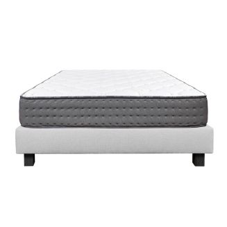 ZENITH - Ensemble Matelas Mousse Ep.20cm + Sommier Tapissier Gris 140x190 cm