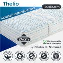 THELIO - Ensemble Matelas Mousse Ep.24cm + Sommier Tapissier Blanc 140x190 cm