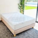 THELIO - Ensemble Matelas Mousse Ep.24cm + Sommier Tapissier Beige 140x190 cm