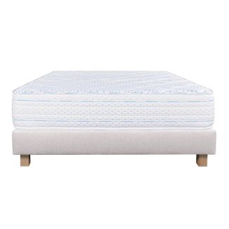 THELIO - Ensemble Matelas Mousse Ep.24cm + Sommier Tapissier Beige 140x190 cm