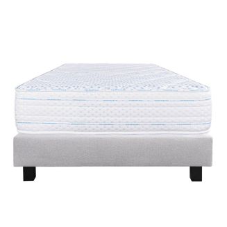 THELIO - Ensemble Matelas Mousse Ep.24cm + Sommier Tapissier Gris 90x190 cm