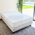 THELIO - Ensemble Matelas Mousse Ep.24cm + Sommier Tapissier Gris 140x190 cm