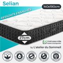 SELIAN - Ensemble Matelas Ressorts Ep.27cm + Sommier Tapissier Blanc 140x190 cm