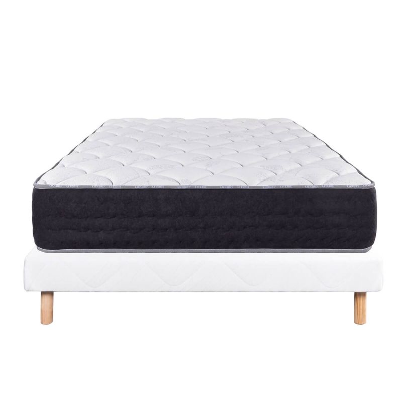 SELIAN - Ensemble Matelas Ressorts Ep.27cm + Sommier Tapissier Blanc 140x190 cm