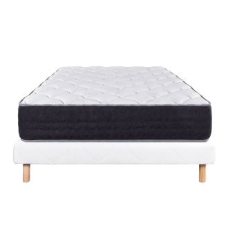 SELIAN - Ensemble Matelas Ressorts Ep.27cm + Sommier Tapissier Blanc 160x200 cm