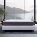 SELIAN - Ensemble Matelas Ressorts Ep.27cm + Sommier Tapissier Gris 140x190 cm