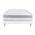 REINALD - Ensemble Matelas Ressorts Ep.26cm + Sommier Tapissier Blanc 140x190 cm