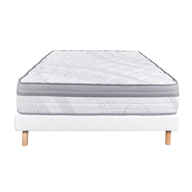 REINALD - Ensemble Matelas Ressorts Ep.26cm + Sommier Tapissier Blanc 140x190 cm