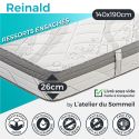 REINALD - Ensemble Matelas Ressorts Ep.26cm + Sommier Tapissier Blanc 140x190 cm