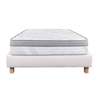 REINALD - Ensemble Matelas Ressorts Ep.26cm + Sommier Tapissier Beige 140x190 cm