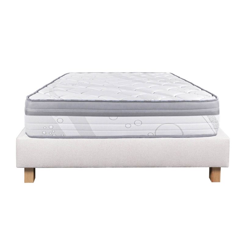 REINALD - Ensemble Matelas Ressorts Ep.26cm + Sommier Tapissier Beige 140x190 cm