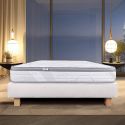 REINALD - Ensemble Matelas Ressorts Ep.26cm + Sommier Tapissier Beige 140x190 cm